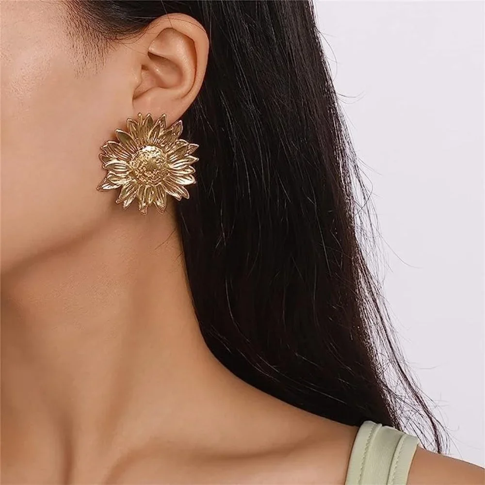 NEW! Golden Sunflower Statement Earrings